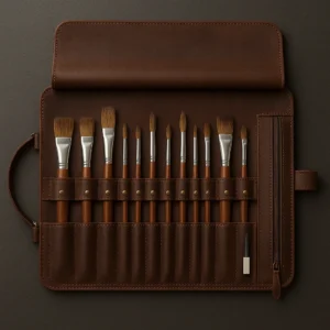 Leather Painting Brushes Storage Roll