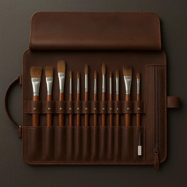 Leather Painting Brushes Storage Roll
